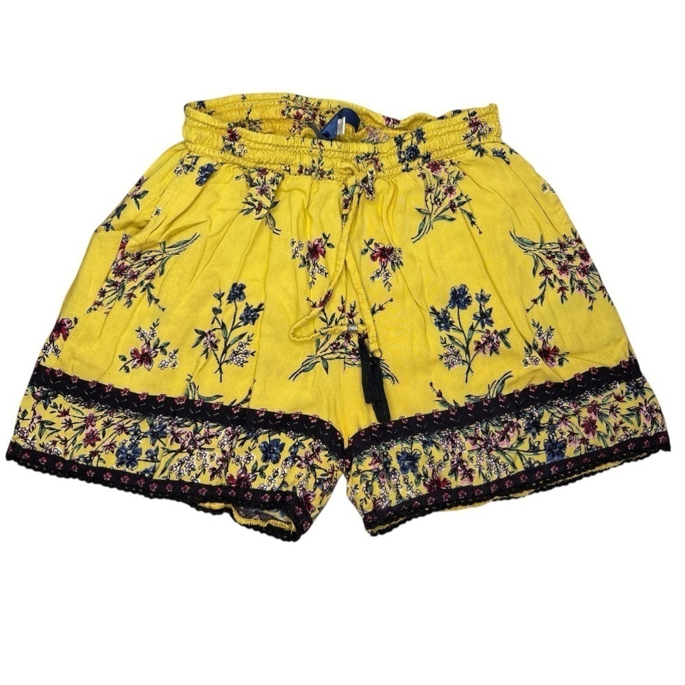 Blue Rain High Waist Yellow Blue Floral Shorts Resort Vacation Size Medium